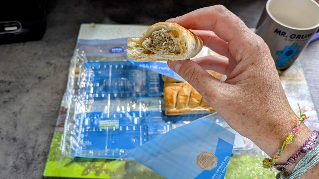 The inside of a Tesco sausage roll