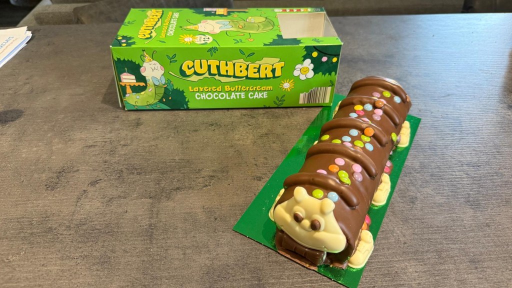 Cuthbert on a grey worktop