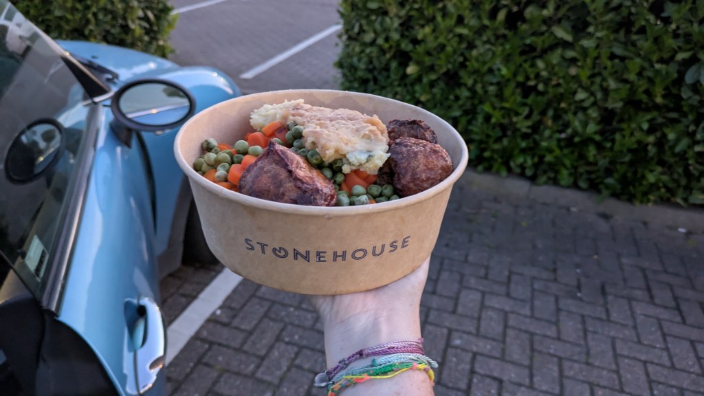 A round cardboard tub of carvery