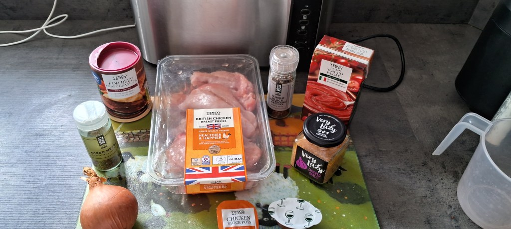Chicken chassuer ingredients on the worktop