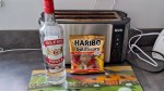 Glens Vodka next to Haribo Goldbears on a worktop