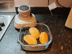 3 rolls baked in a Ninja air fryer