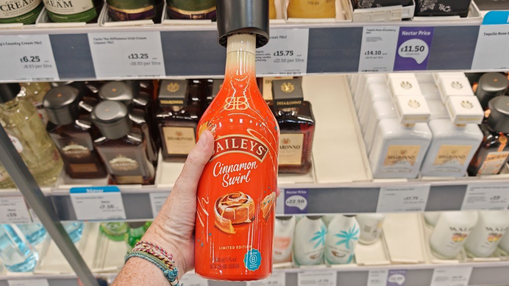 Holding the Baileys Cinnamon Swirl in Sainbury's