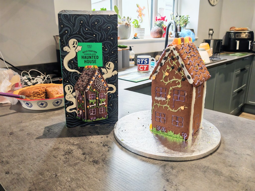 Finished M&S Haunted House next to its box
